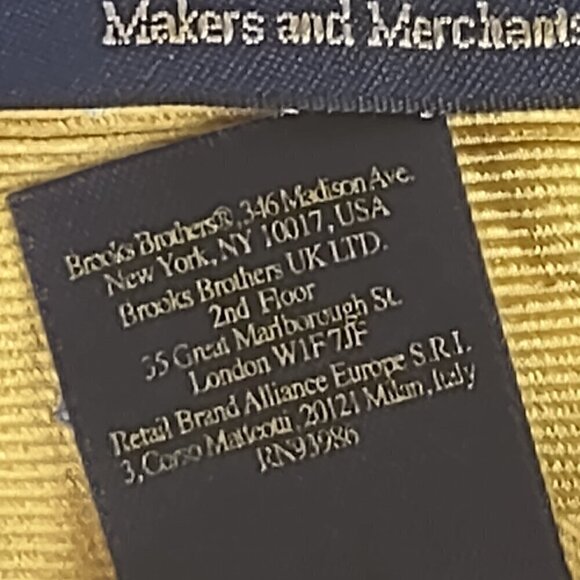 Brooks Brothers Makers & Merchants Yellow And Blue 100% Silk Necktie - Picture 6 of 8